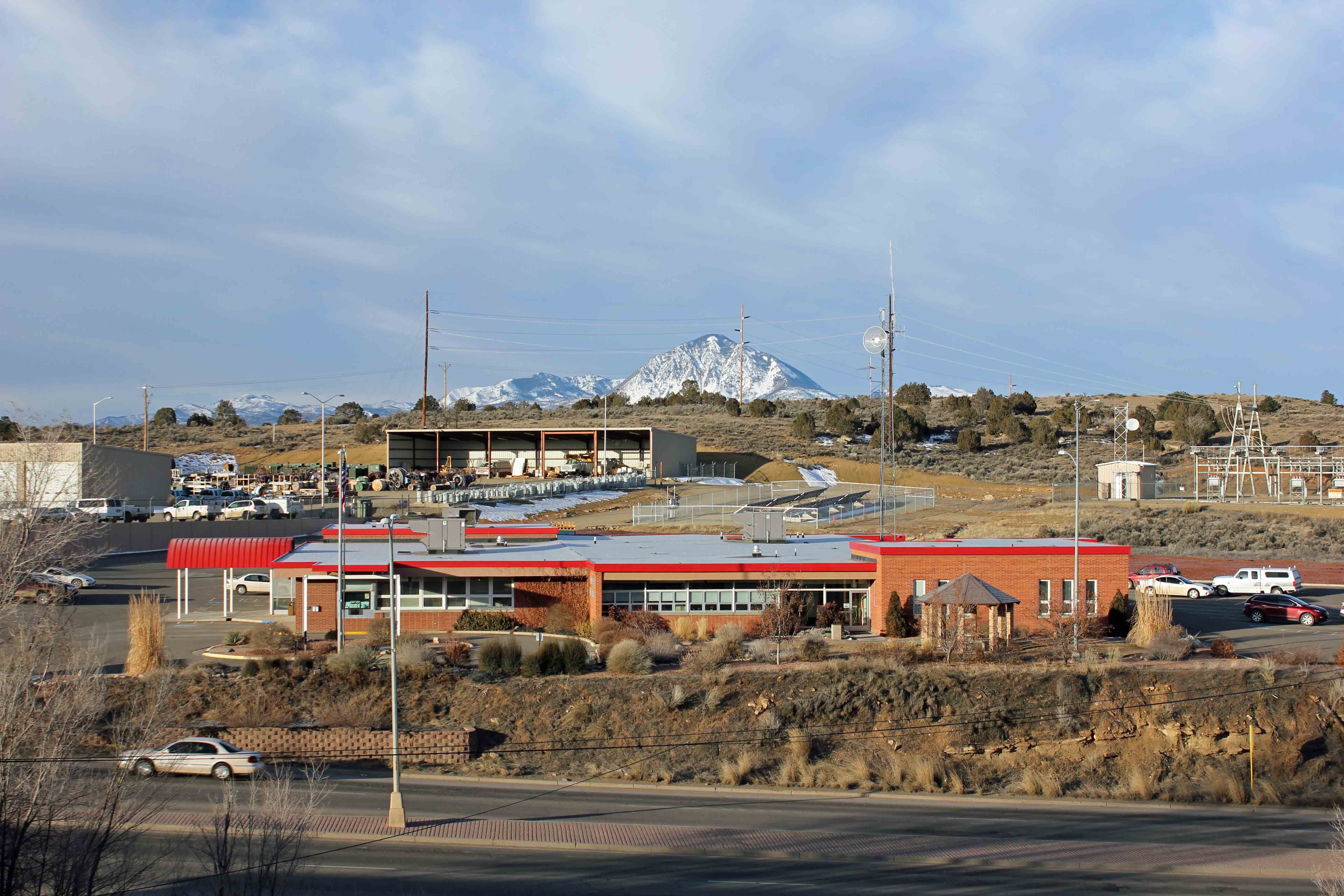 EEA headquarters building viewed from the east looking west from high elevation