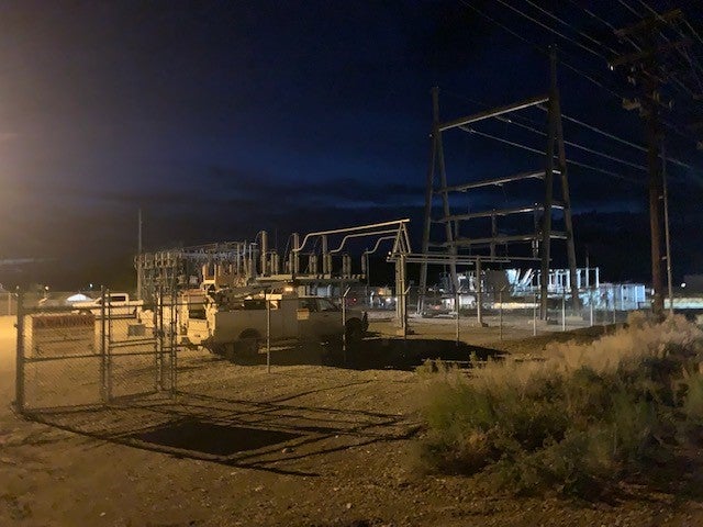 Mancos power substation with mobile substation connected