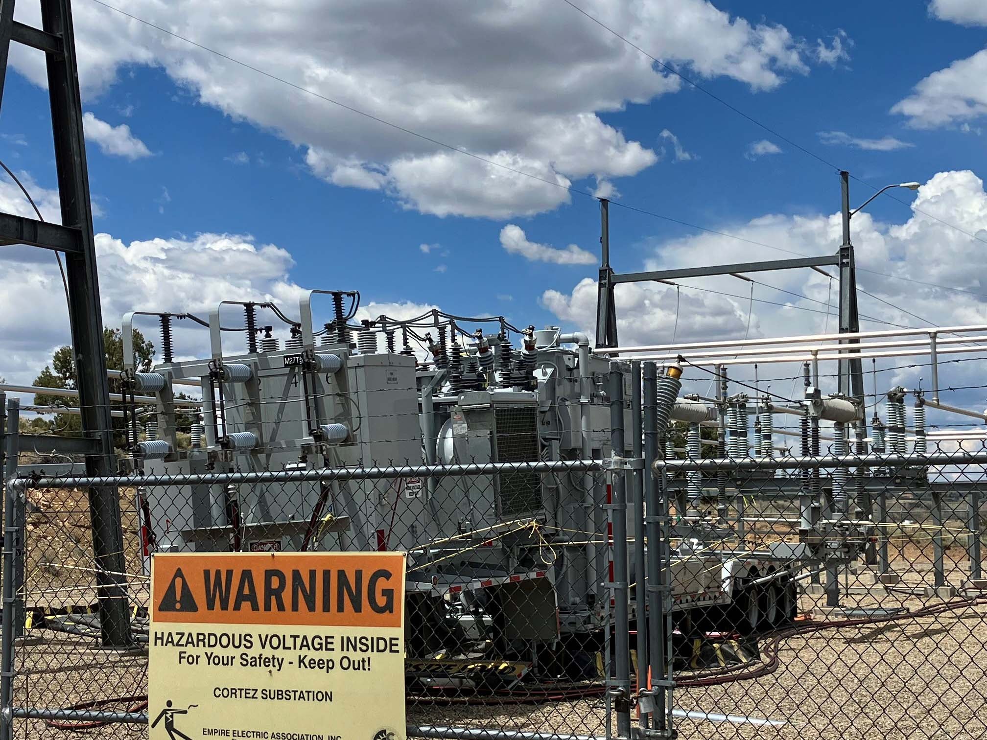 Electric substation with waring sign